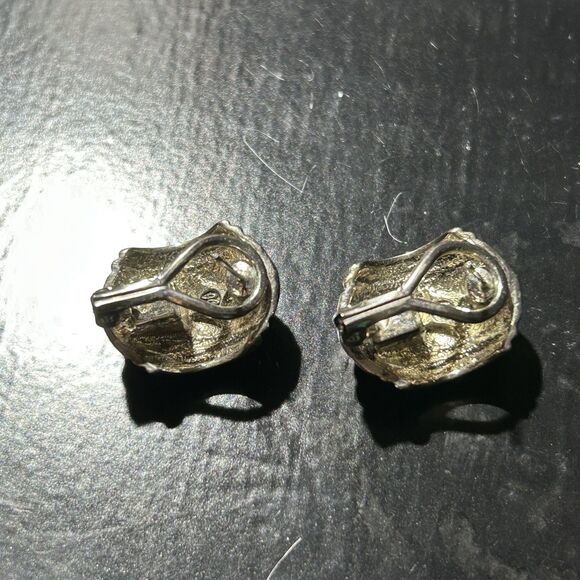 Vintage John Candice Signed 1" Silver Gold Tone Stud Women Pierced Earrings - Picture 4 of 5
